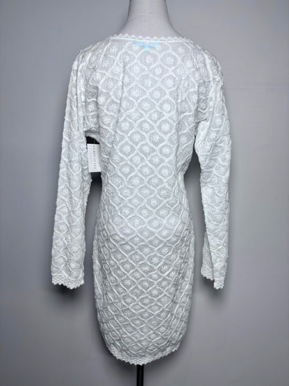 Women Size M Melissa Odabash Off White 3D Flowers 100% Cotton Cover Up
