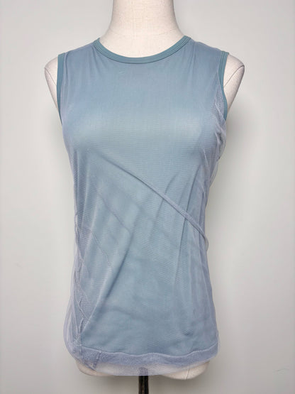 Women Size 38 (2 US) Barbara Bui Blue Mesh Overlay Muscle/Sleeveless Shirt