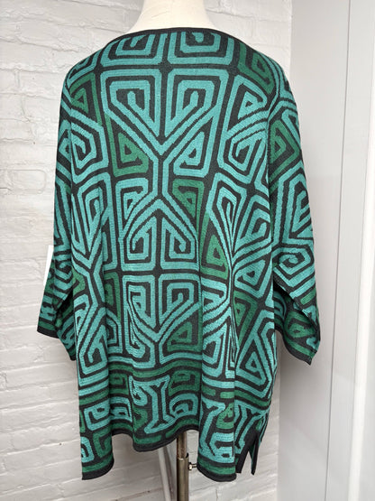 Women Size XL/XXL Peruvian Connection Teal, black Geometric Not Vintage Sweater