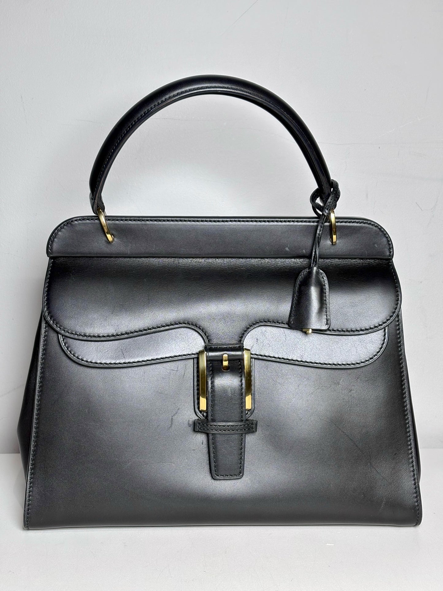 Women's Gucci Top Handle Vintage Leather Pre-owned Black "Kelly" Purse