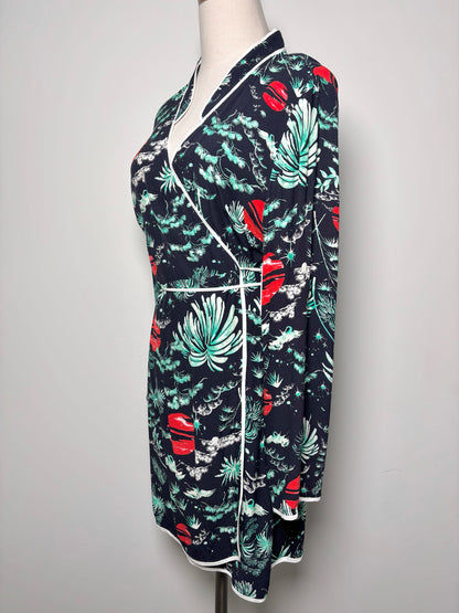 Women Size L Rixo Black Print Viscose Dress
