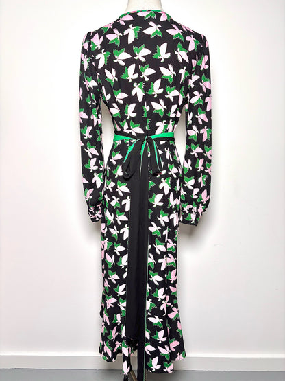 Women Size M Diane Von Furstenberg Pink, Black, Green Floral Viscose Dress