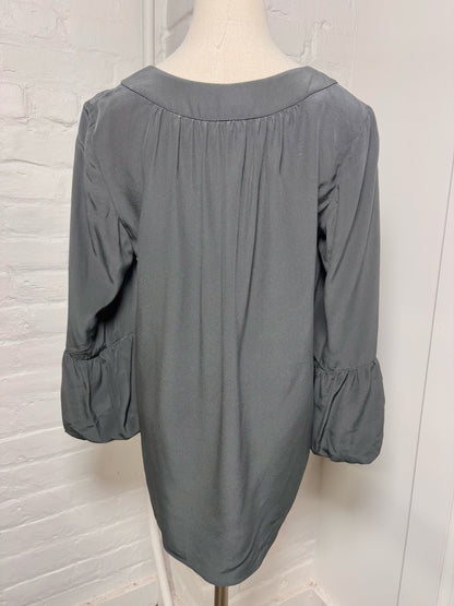 Women Size 6 Tibi Black Solid Silk Blouse