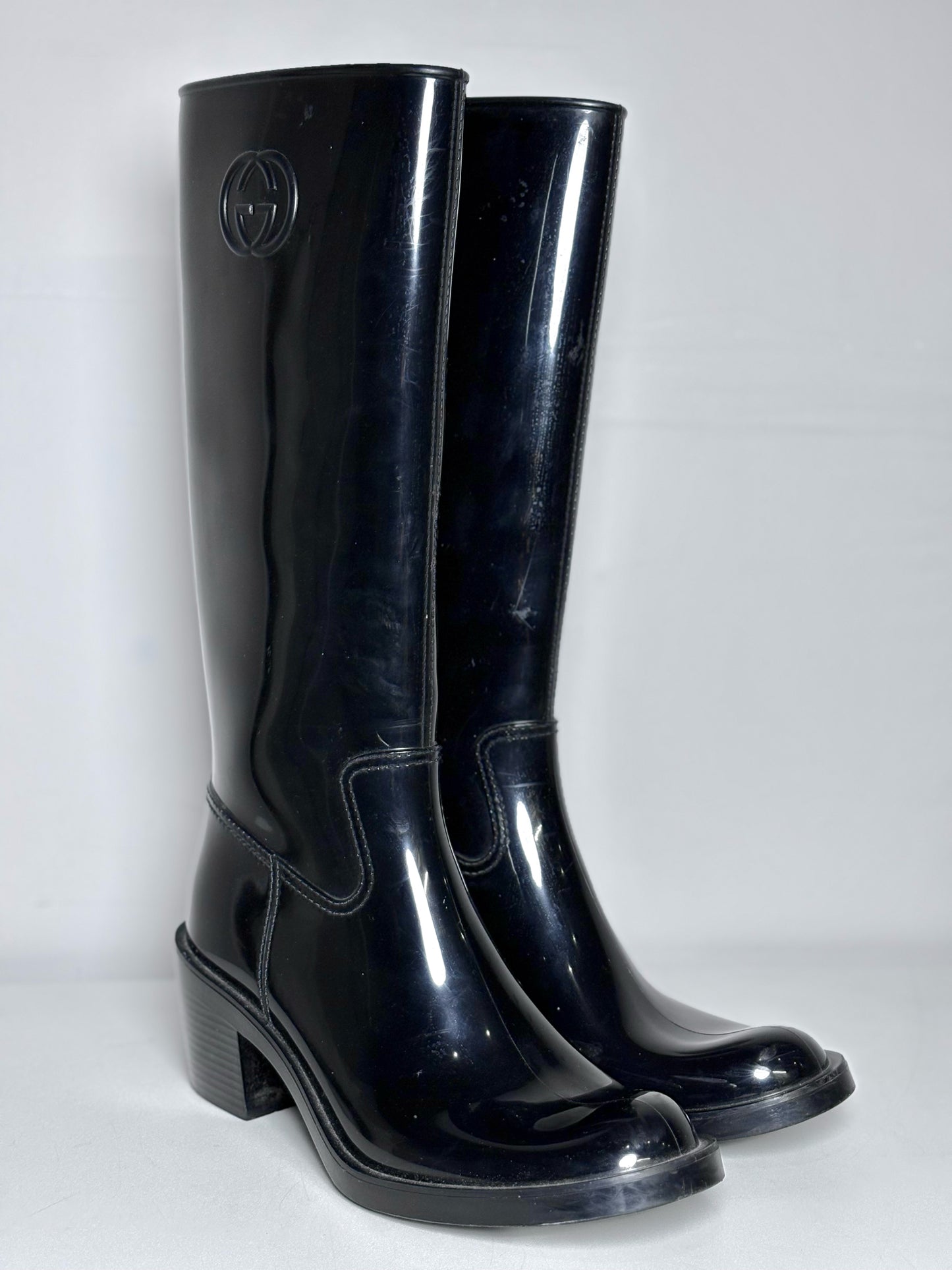 W Shoe Size 39 Gucci Black Rainboots