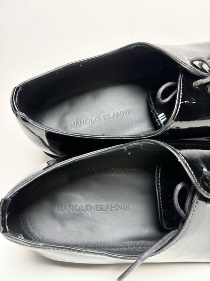 Men Shoe Size 7 Manolo Blahnik Black Patent Leather Pre-Owned Oxford Dress Shoes