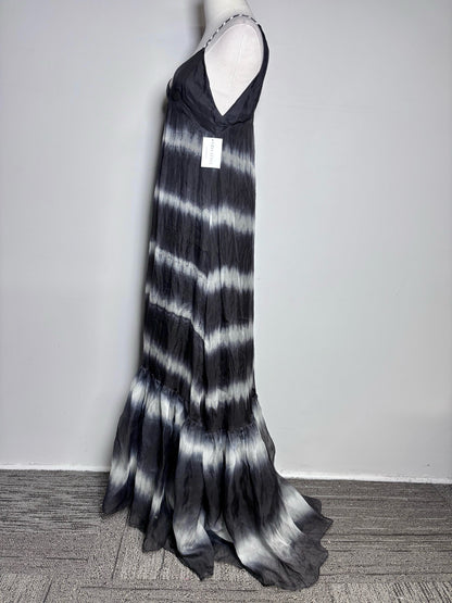 Women Size 2 Diane Von Furstenberg Black/White Tie-dyed 100% Silk Dress