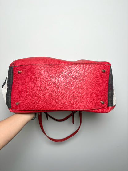 Leather Burberry Haymarket Check Pre-owned Red Medium Purse
