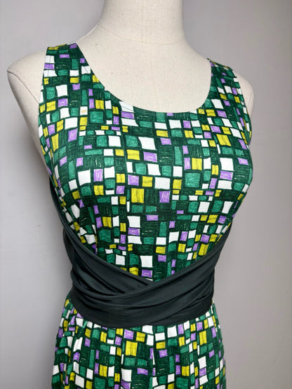 Women Size XS Weekend Max Mara Frisia Green Multi-Color Pure Cotton NWT Pre-Owned Midi Dress