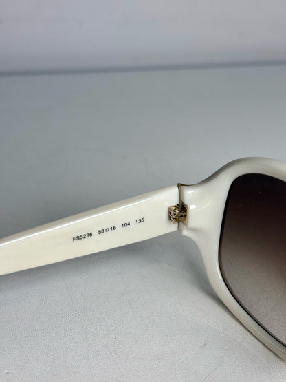 Fendi FS5236 Oversized Women's Pre-owned Cream Acetate Sunglasses