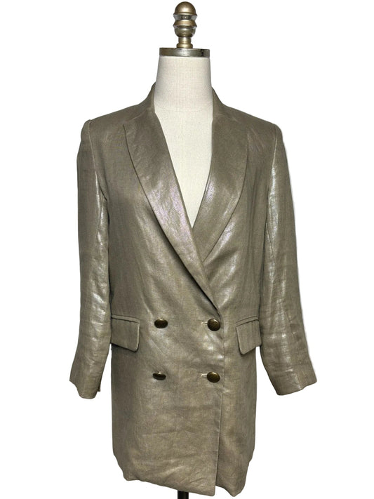Size 2 Emerson Fry Metallic Gold Women's Pre-owned Blazer