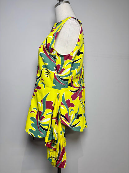 Women Size 44 (L) Marni Yellow Floral Print Cotton/Linen Pre-owned Top
