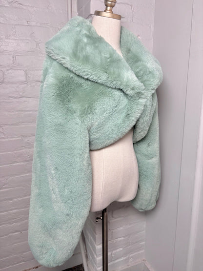 Women Size M Naked Wardrobe Teal Faux Fur Coat