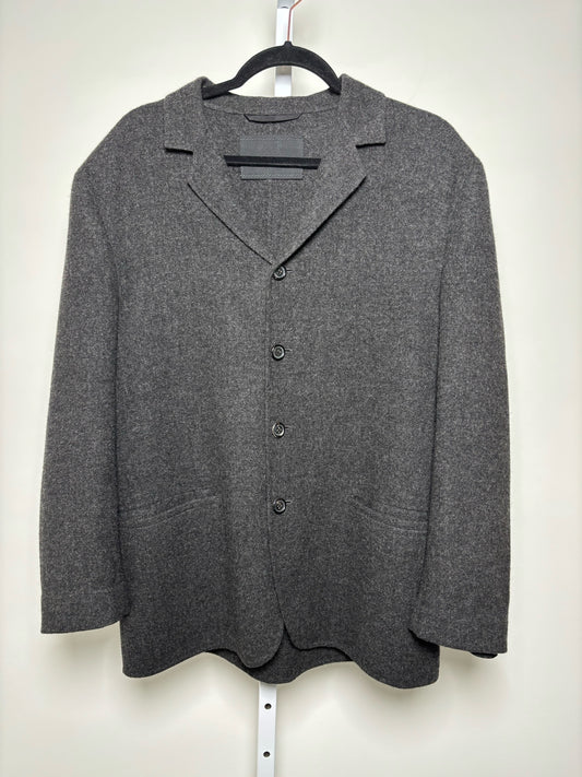 Prada Charcoal Virgin Wool, Nylon Solid Men's 50 (L) Jacket
