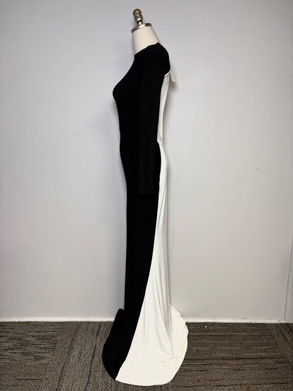 Women's Size 2 Zhivago Contradiction Black & White Colorblock NWT Pre-Owned Maxi Dress