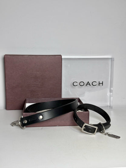 Misc. Accessory Coach Black Cowhide Leather Dog Collar & Leash