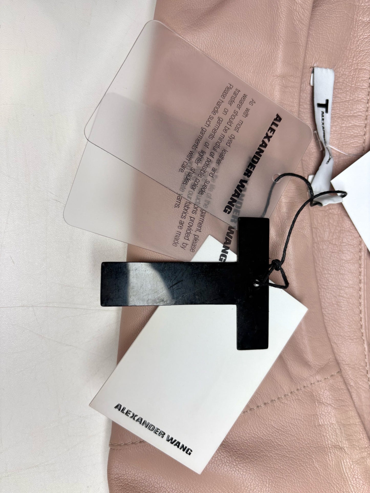 Women Size S Alexander Wang Dusty Pink Solid Leather Pre-owned Skirt