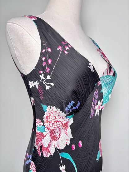 Women Size S Diane Von Furstenberg Black, pink, white, blue Floral Viscose Dress