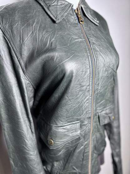 Women Size S Dolce & Gabbana Green Solid Leather Jacket