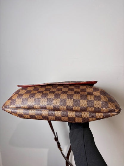 Coated Canvas Louis Vuitton Damier Ebene Brown Large Purse