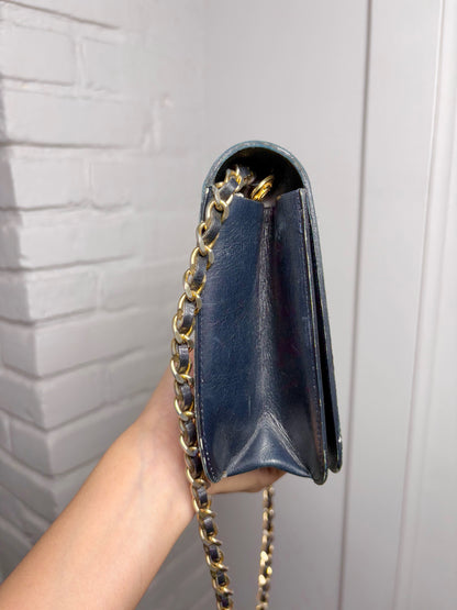 Chanel Vintage Leather Navy Calfskin Purse