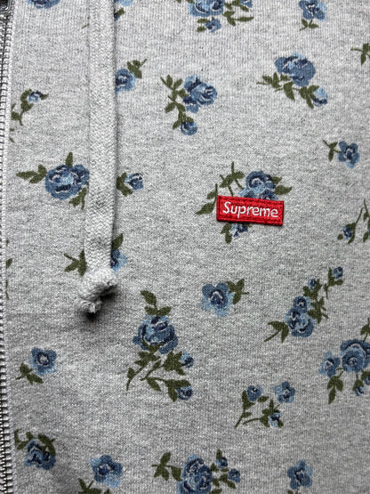 Men's Size XL Supreme Gray Floral Print 2023 Viral Collector's Pre-Owned Zip-Up Hoodie Sweatshirt