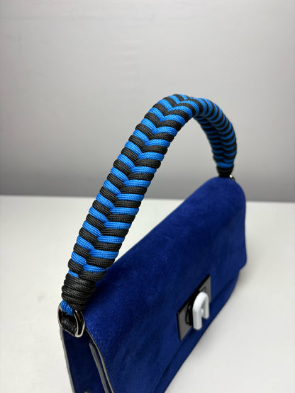 Women's Rare Furla 1927 Soft Cobalt Blue Suede Pre-Owned Mini Crossbody Purse