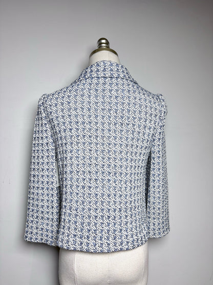 Women Size 2 St. John Light Blue Tweed Enamel Buttons Pre-owned Jacket