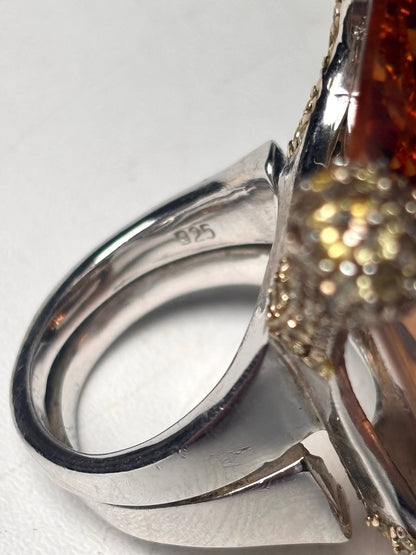 Sterling Silver Citrine Sz 6 20 Carats Sterling Silver Cocktail  Ring