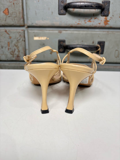 W Shoe Size 38 Manolo Blahnik Tan Leather Slingbacks