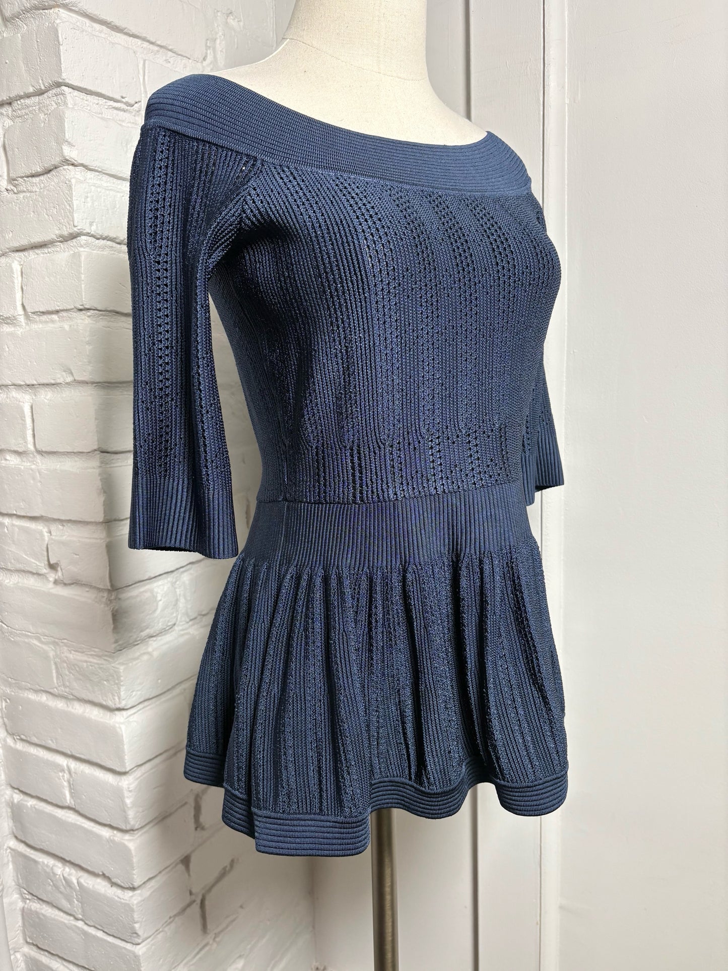 Women Size M Herve Leger Paris Navy Knitted Top
