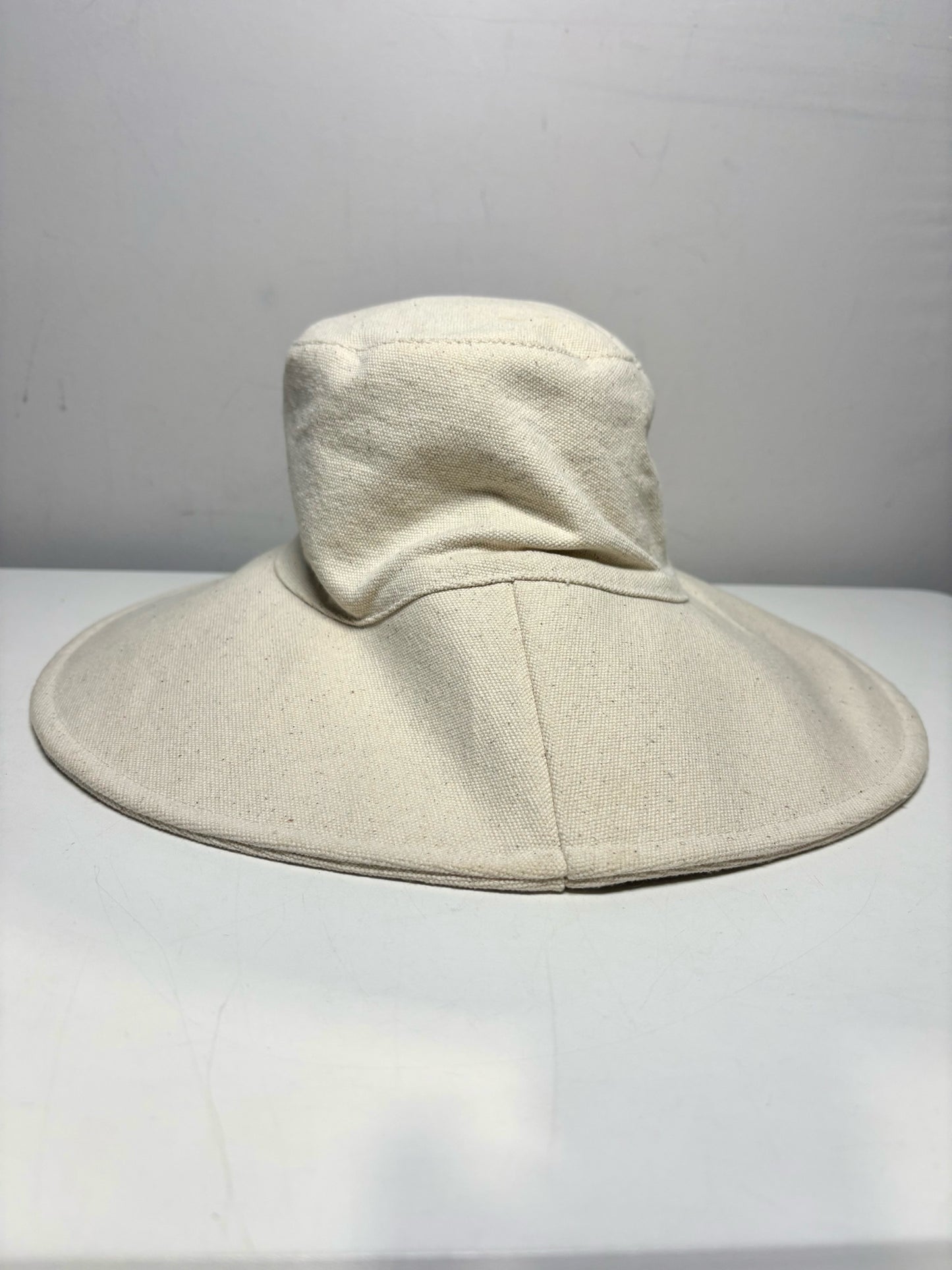 Women Small Jenni Kayne Cream Cotton Pre-Owned Floppy Wide Brim Hat