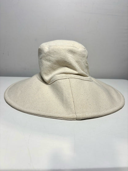 Women Small Jenni Kayne Cream Cotton Pre-Owned Floppy Wide Brim Hat