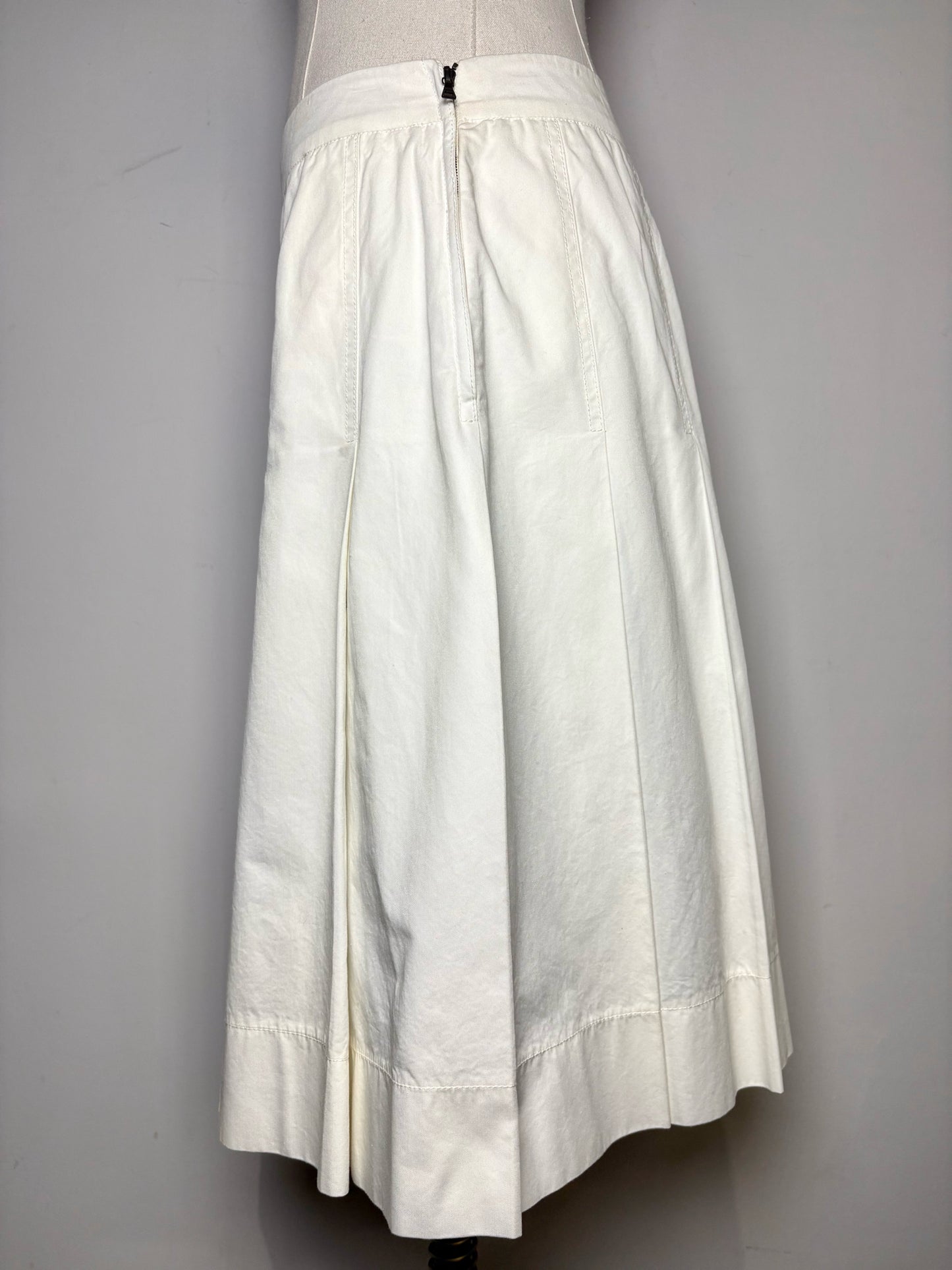 Women Size 42 ( 6 US) Prada White Pleated Pure Cotton Pre-owned Skirt