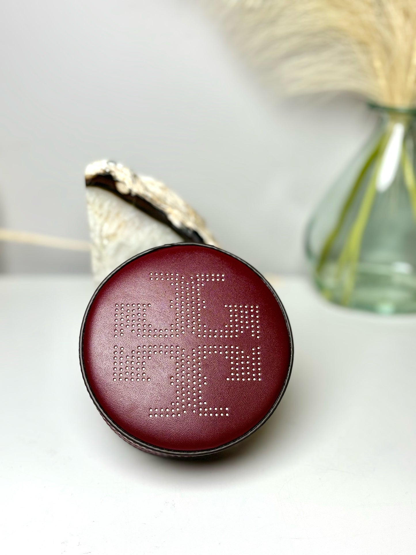 Burgundy Tory Burch Solid Leather Jewelry Case