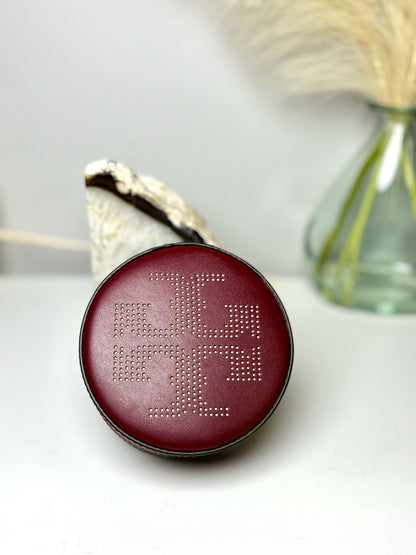 Burgundy Tory Burch Solid Leather Jewelry Case