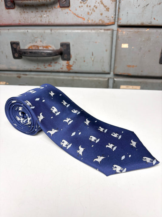 Hermes Blue 100% Silk Pegasus Men's Tie