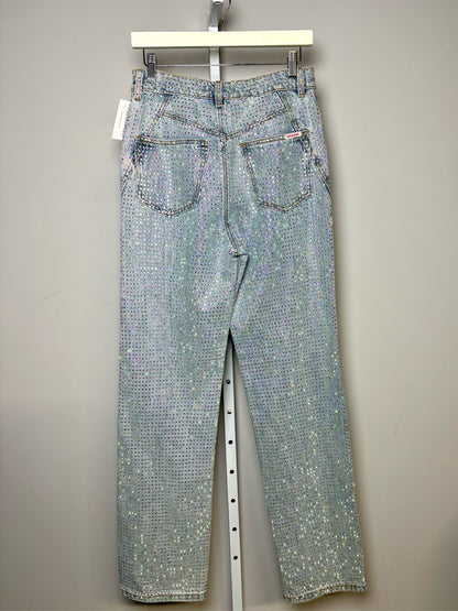 Women Sz 26 Self-Portrait Light Blue Pink Crystals NWT Pre-owned Jeans