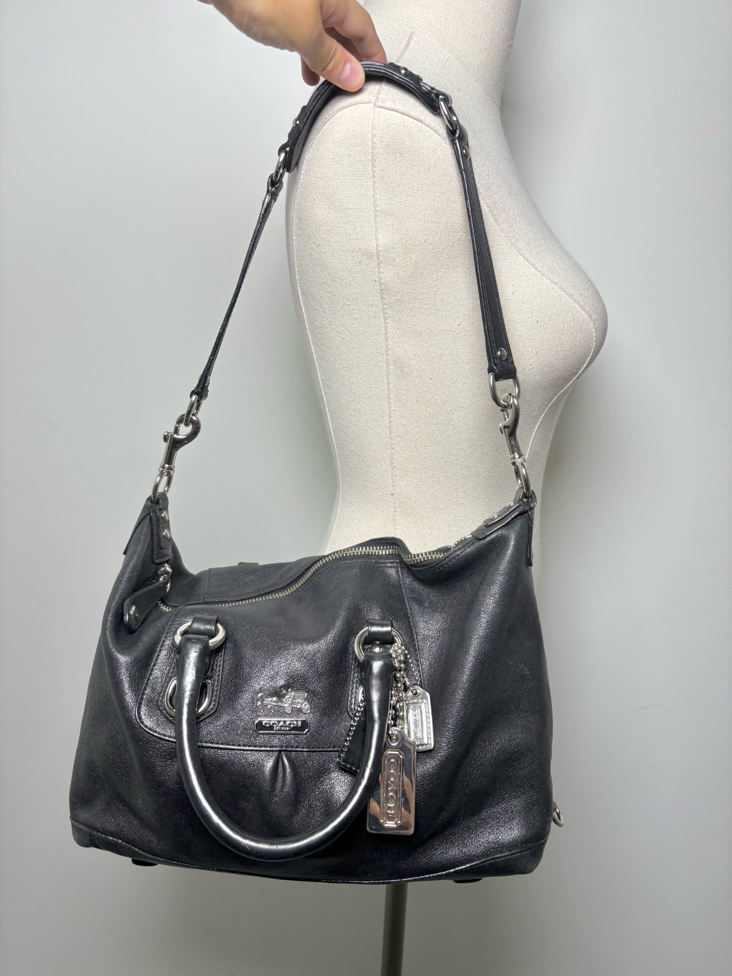Coach Leather Black Cowhide Madison Sabrina Satchel Y2K Purse