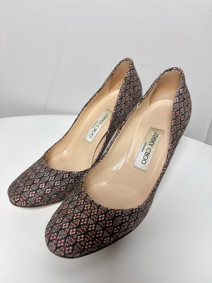 W Shoe Size 36.5 (6.5 US) Jimmy Choo Pink Canvas/Tapestry Pump
