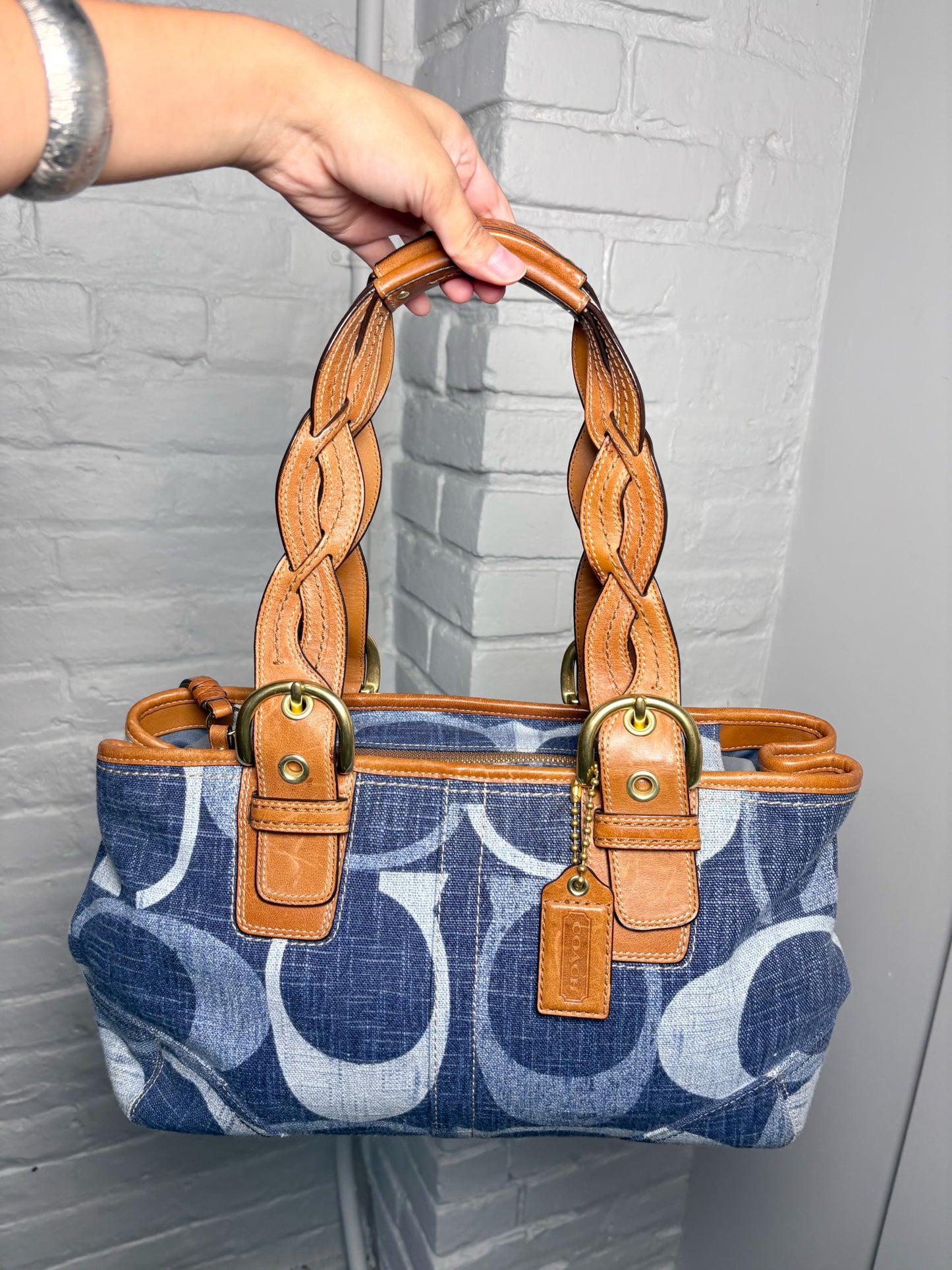 Coach Monogram Vintage Denim Blue Monogram #12195 Purse
