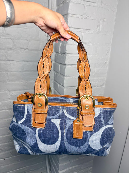 Coach Monogram Vintage Denim Blue Monogram #12195 Purse