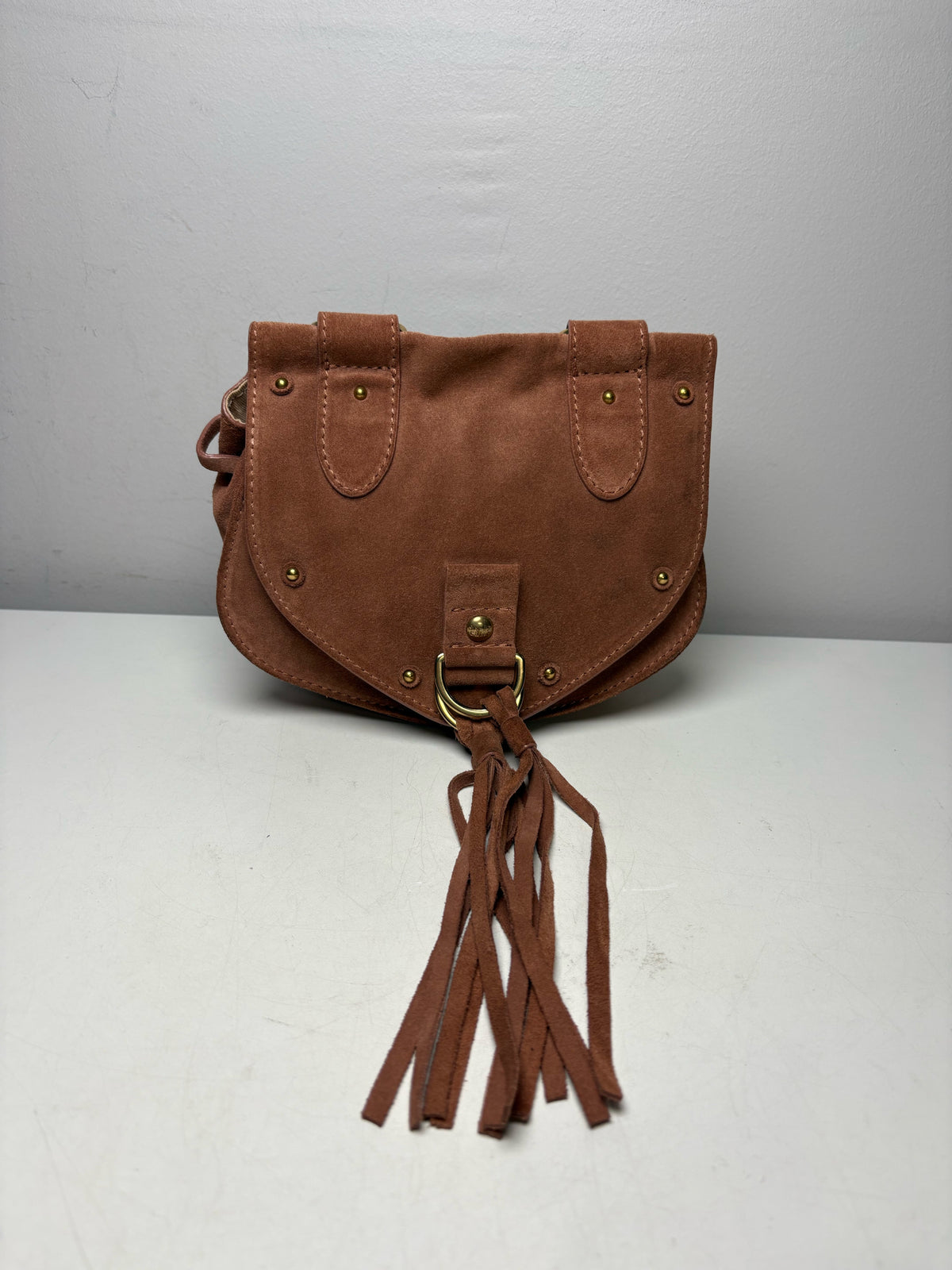 Women's See by Chloé Collins Small Auburn Leather Suede Pre-Owned Saddle Crossbody Bag