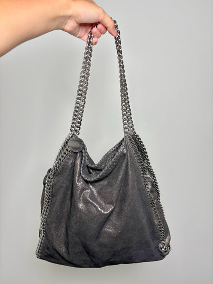 Stella McCartney Metallic Vegan Suede Charcoal Purse