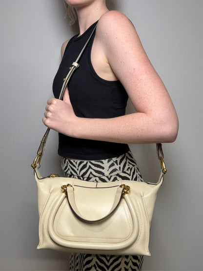 Women's Chloé Small Paraty 24 Cream Sweet Beige Leather Authentic Pre-Owned Shoulder Bag