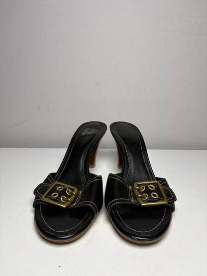 Women Shoe Size 8.5 (Estimated) Coach Margot Black Leather Vintage Y2K Rare Pre-Owned Sandals