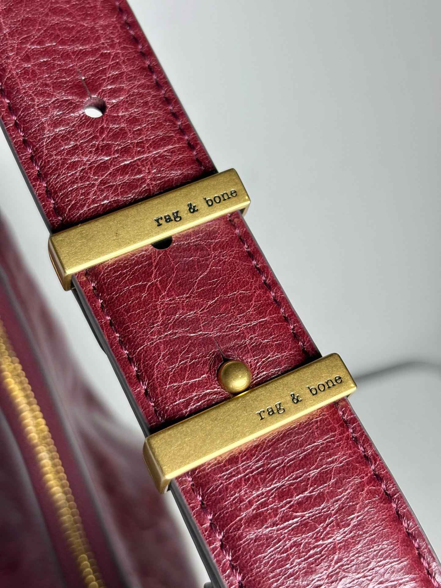 Rag & Bone Hudson Cracked Leather Pre-owned Burgundy Hobo Bag