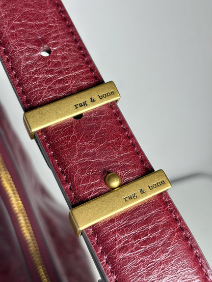 Rag & Bone Hudson Cracked Leather Pre-owned Burgundy Hobo Bag