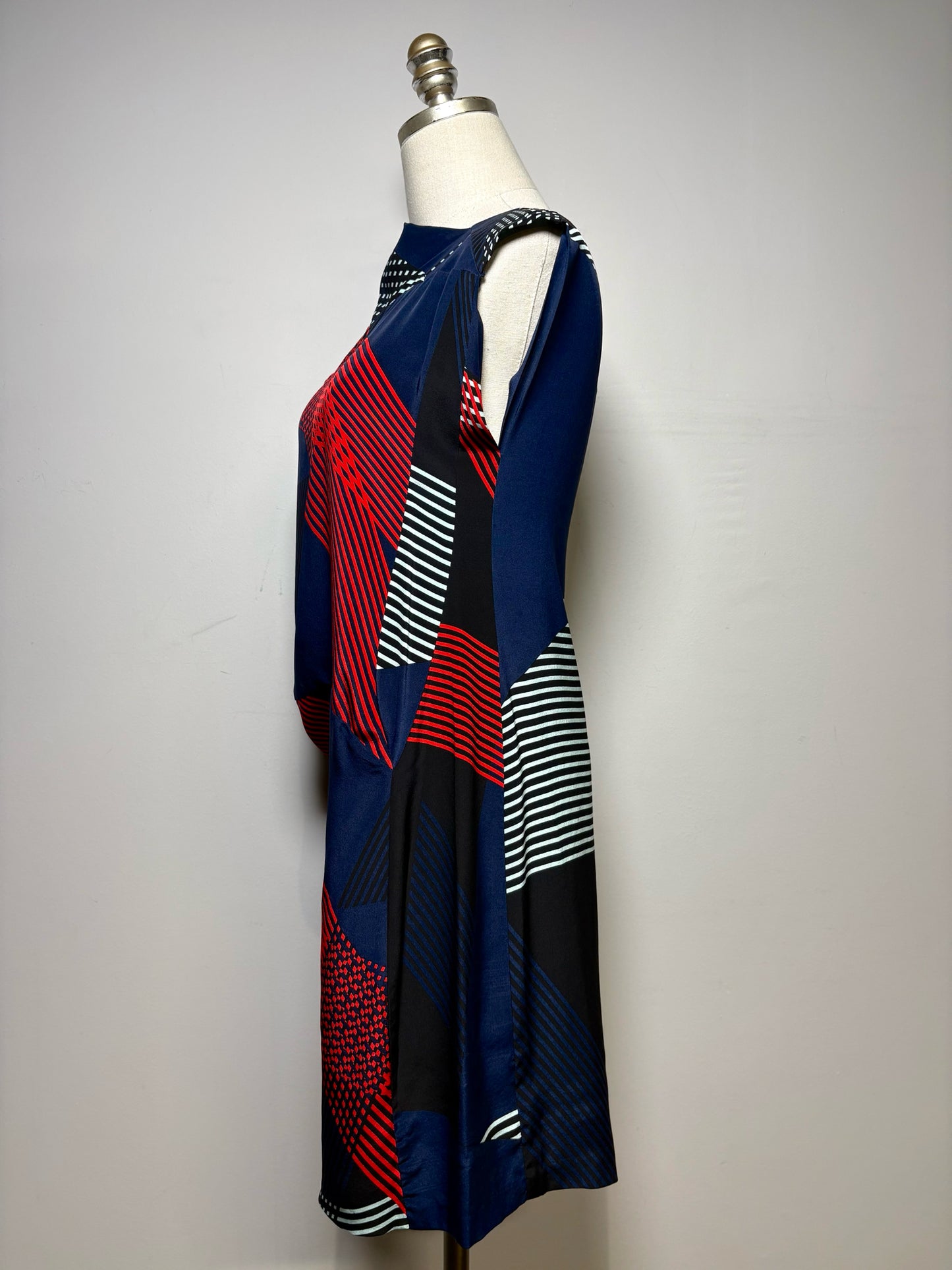 Size 4 Derek Lam Multi-Color Print Women's 100% Silk Pre-owned, NWT Dress