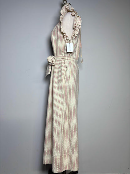 Women Size 8 Ulla Johnson Simka Cream Stripe Pre-owned Cotton Blend Jumpsuit
