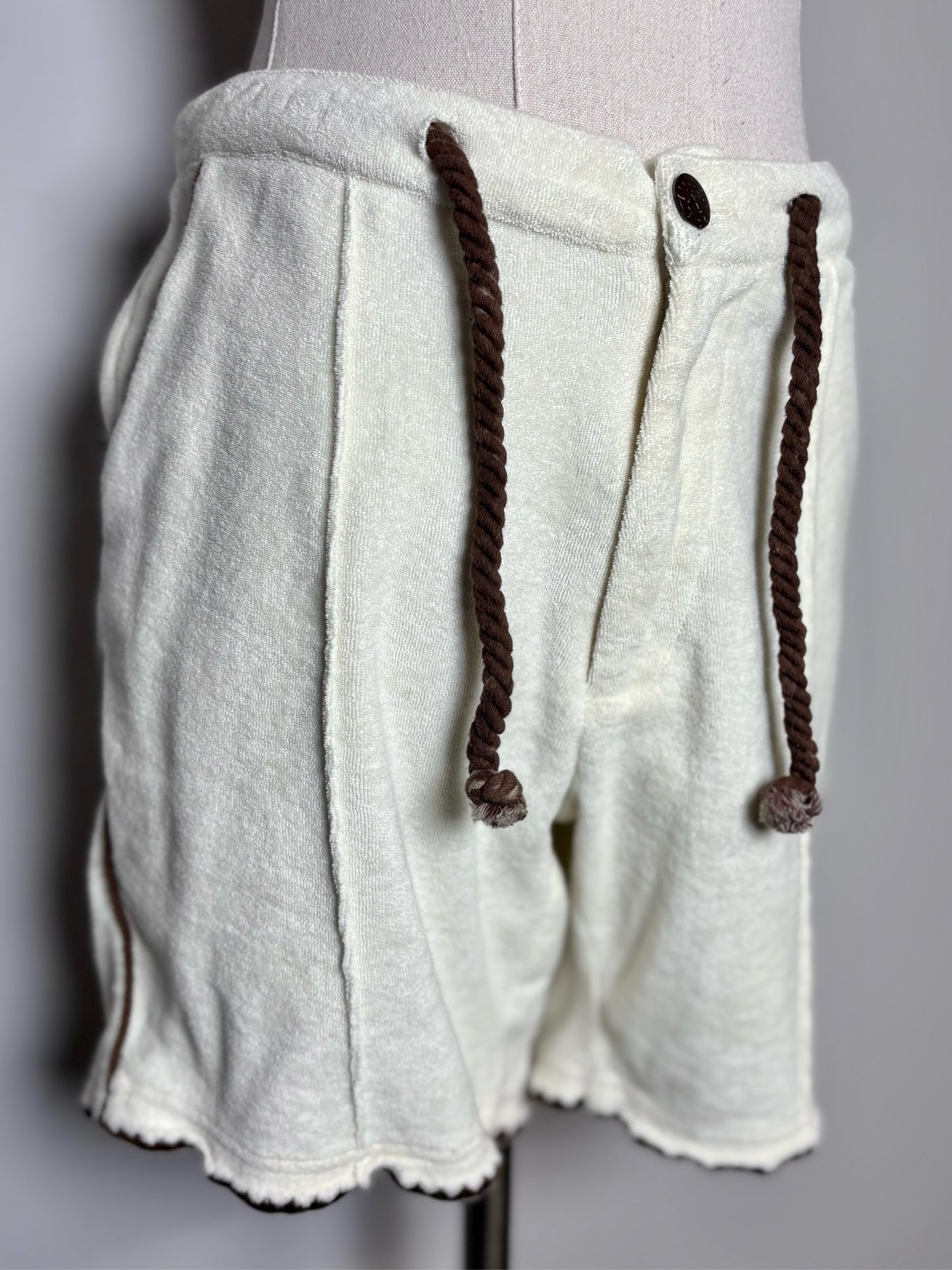 Tommy Bolo Cream 100% Organic Cotton Terry Embroidered Palm Men's S 2-Piece Set